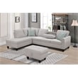 Pemberly Row Polyester Fabric Sectional Sofa with Ottoman-Light Gray