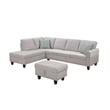 Pemberly Row Polyester Fabric Sectional Sofa with Ottoman-Light Gray