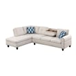 Pemberly Row Polyester Fabric Sectional Sofa with Ottoman-Beige