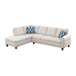 Pemberly Row Polyester Fabric Sectional Sofa with Ottoman-Beige
