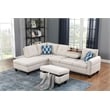 Pemberly Row Polyester Fabric Sectional Sofa with Ottoman-Beige