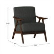 Pemberly Row Mid-Century Fabric Upholstered Accent Chair in Dark Gray