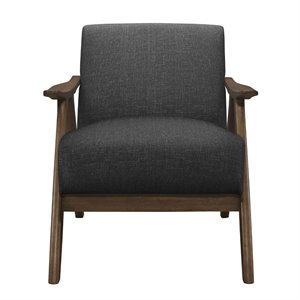 Pemberly Row Mid-Century Fabric Upholstered Accent Chair in Dark Gray