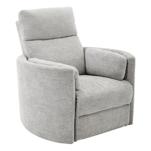 Pemberly Row Polyester Power Swivel Glider Recliner in Mineral White