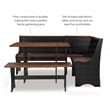 Pemberly Row Contemporary Solid Wood Dining Nook in Black Finish