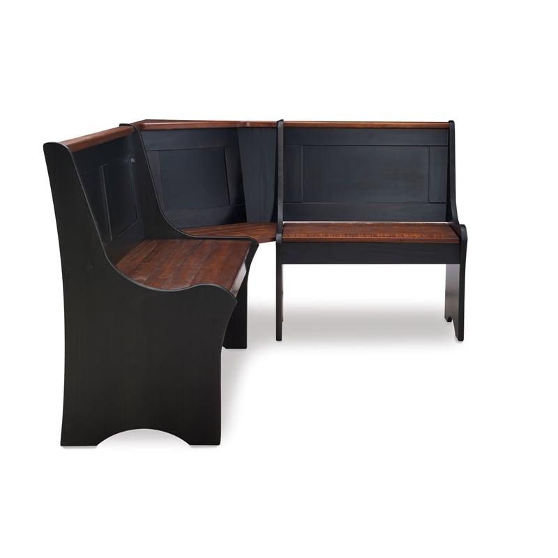 Pemberly Row Contemporary Solid Wood Dining Nook in Black Finish