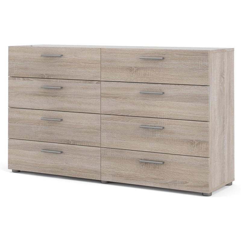 Pemberly Row Contemporary 8 Drawer Double Dresser in Truffle