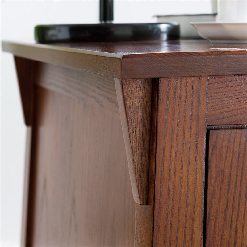Pemberly Row Contemporary Cabinet Wood End Table in Brown / Russet