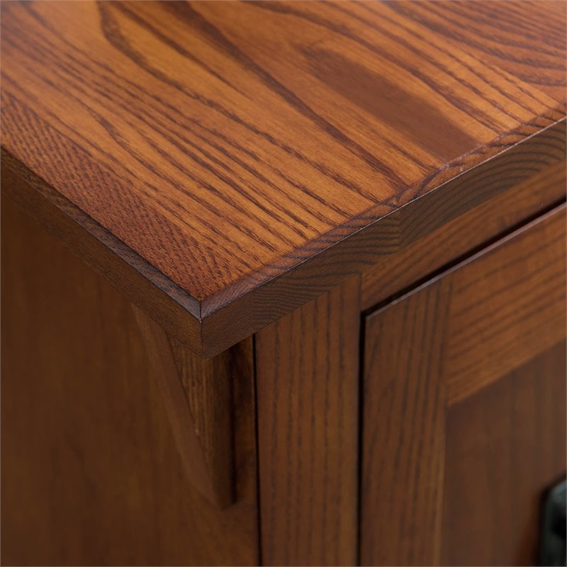 Pemberly Row Contemporary Cabinet Wood End Table in Brown / Russet