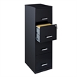 Pemberly Row 4 Drawers Vertical Black Metal Filing Cabinet Pre-assembled
