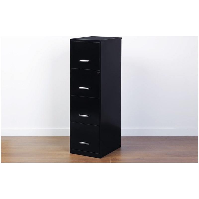 Pemberly Row 4 Drawers Vertical Black Metal Filing Cabinet Pre-assembled