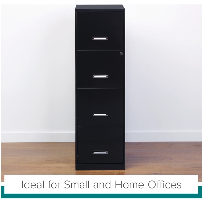 Pemberly Row 4 Drawers Vertical Black Metal Filing Cabinet Pre-assembled