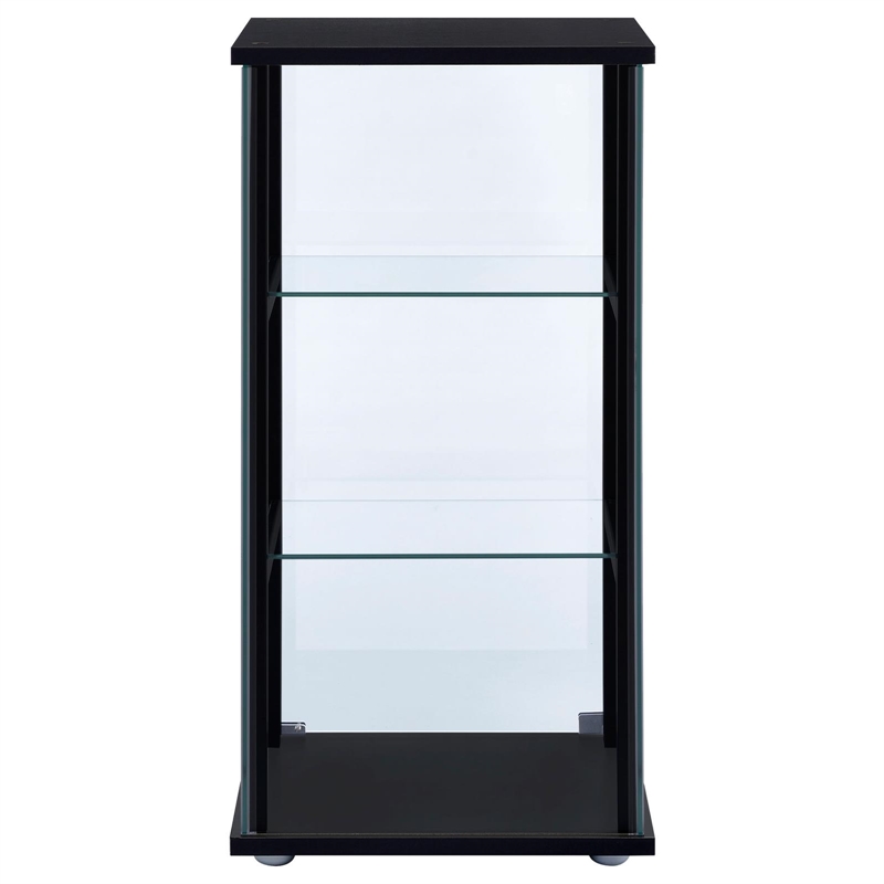 Pemberly Row Contemporary 3-shelf Glass Curio Cabinet Black and Clear