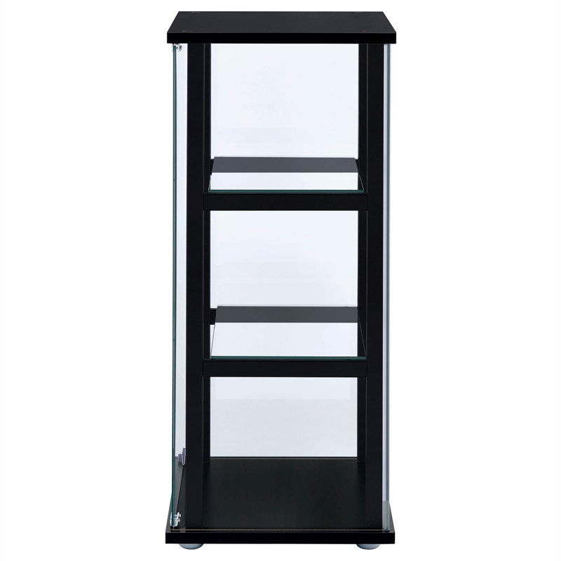 Pemberly Row Contemporary 3-shelf Glass Curio Cabinet Black and Clear