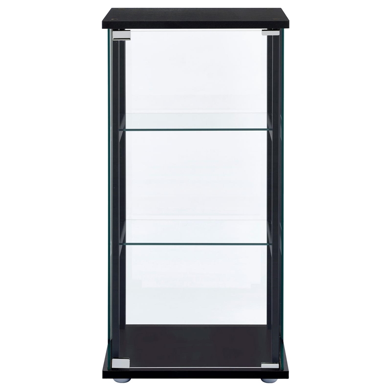 Pemberly Row Contemporary 3-shelf Glass Curio Cabinet Black and Clear