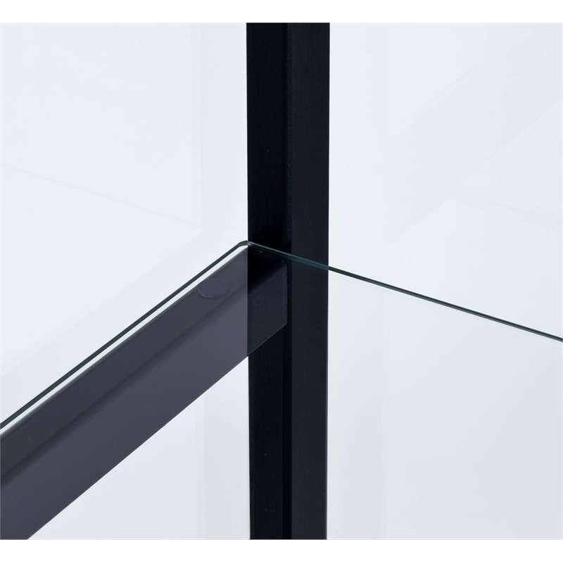 Pemberly Row Contemporary 3-shelf Glass Curio Cabinet Black and Clear