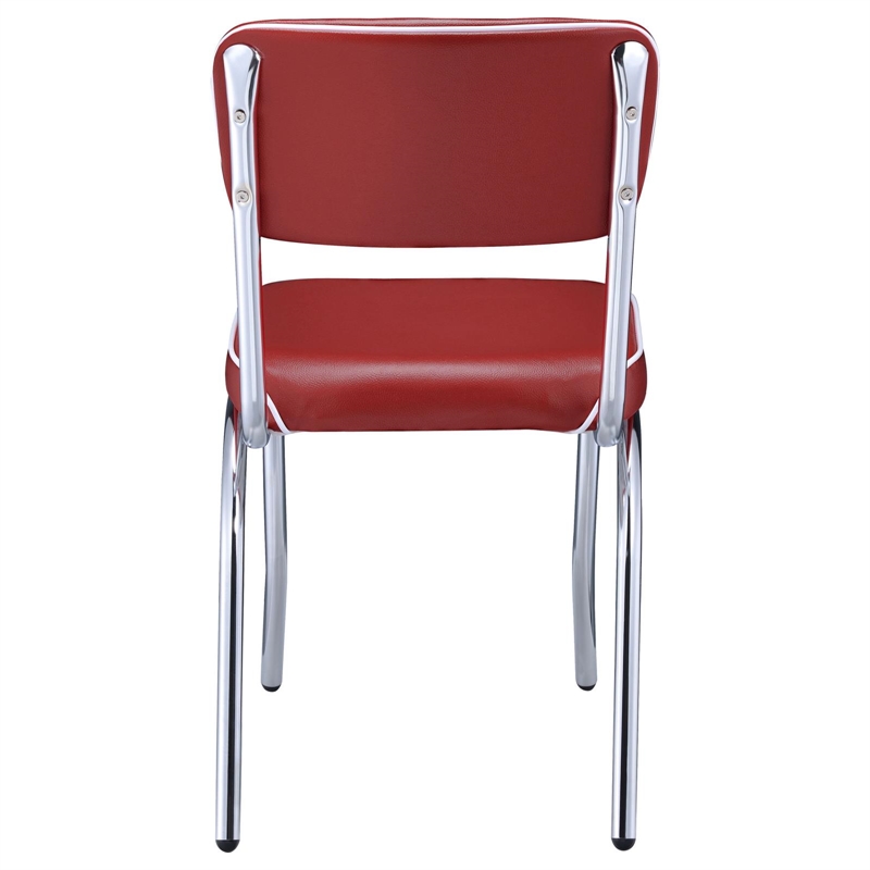 Pemberly Row Contemporary Open Back Faux Leather Dining Chairs in Red