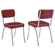 Pemberly Row Contemporary Open Back Faux Leather Dining Chairs in Red