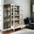Pemberly Row Contemporary 4 Shelf Bookcase in Antique White and Brown