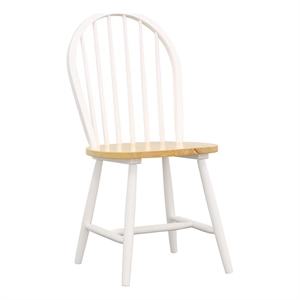 Pemberly Row Farmhouse Windsor Wood Dining Chairs in White Finish