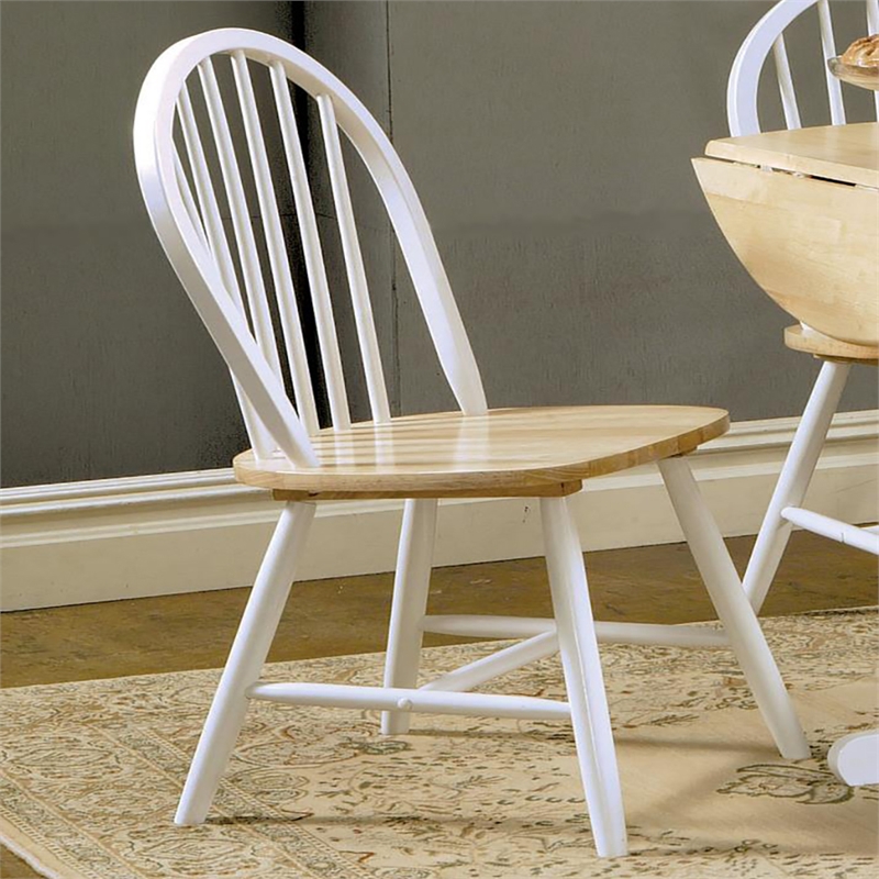 Pemberly Row Farmhouse Windsor Wood Dining Chairs in White Finish