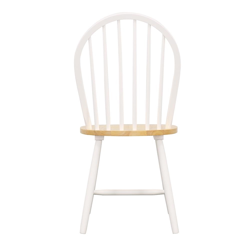 Pemberly Row Farmhouse Windsor Wood Dining Chairs in White Finish