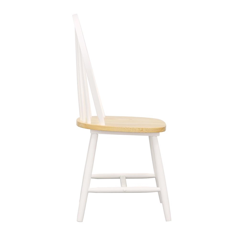 Pemberly Row Farmhouse Windsor Wood Dining Chairs in White Finish
