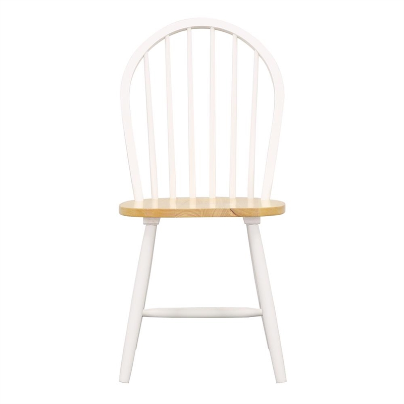 Pemberly Row Farmhouse Windsor Wood Dining Chairs in White Finish