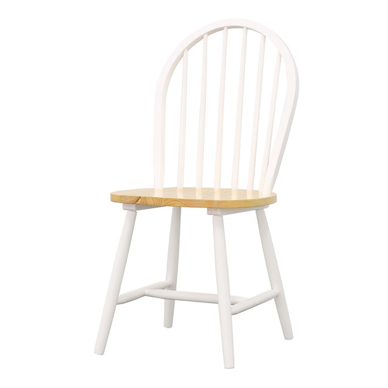 Pemberly Row Farmhouse Windsor Wood Dining Chairs in White Finish
