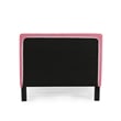 Pemberly Row Contemporary Twin Faux Leather Bed Frame with Slats in Pink