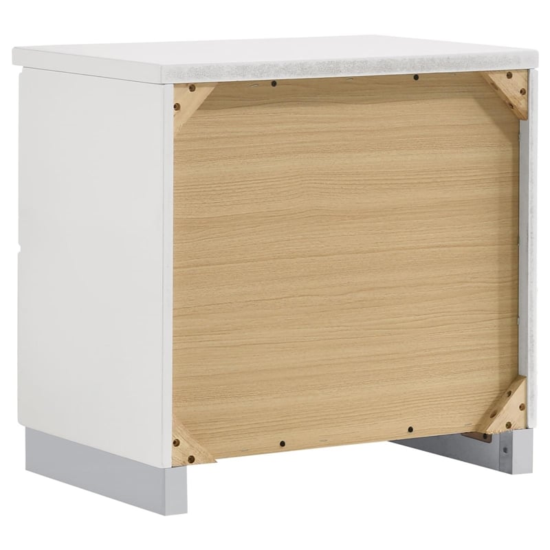 Pemberly Row Contemporary 2-Drawer Wood Nightstand in White Finish