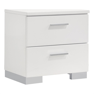 Pemberly Row Contemporary 2-Drawer Wood Nightstand in White Finish