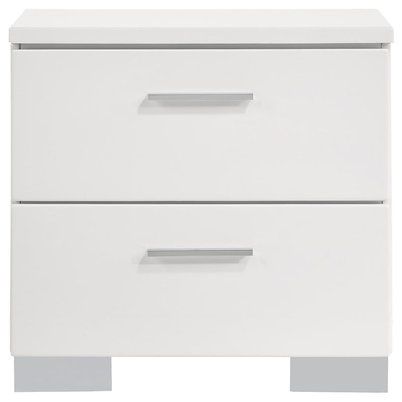 Pemberly Row Contemporary 2-Drawer Wood Nightstand in White Finish