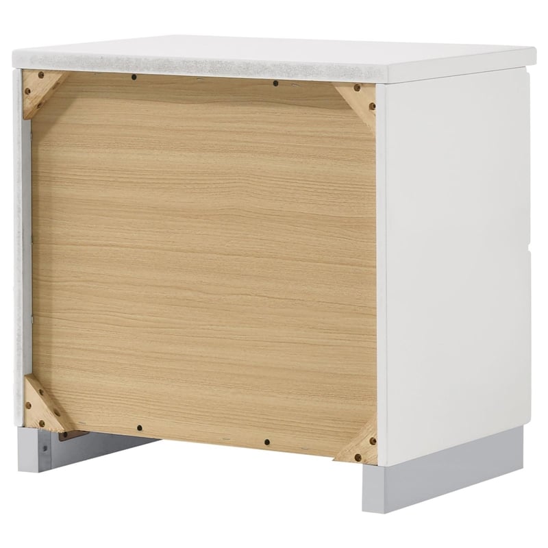 Pemberly Row Contemporary 2-Drawer Wood Nightstand in White Finish