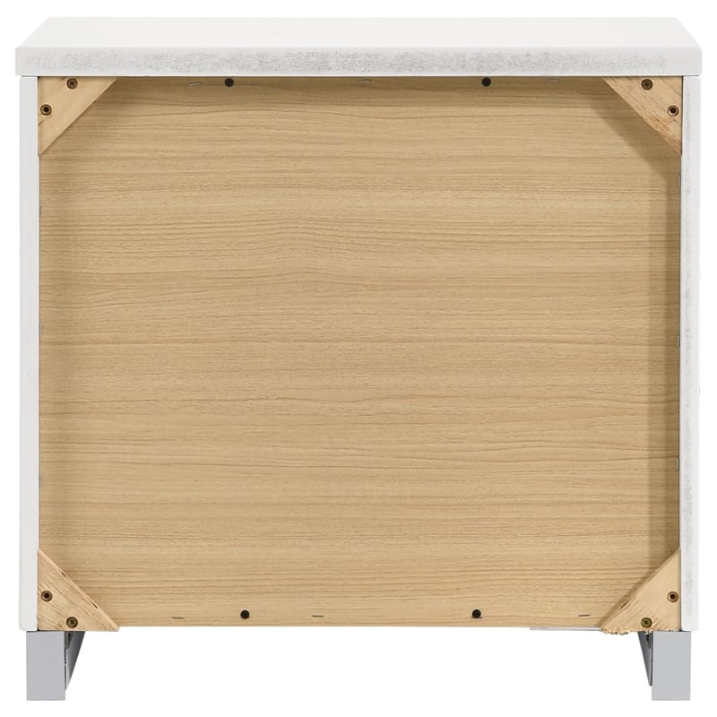 Pemberly Row Contemporary 2-Drawer Wood Nightstand in White Finish