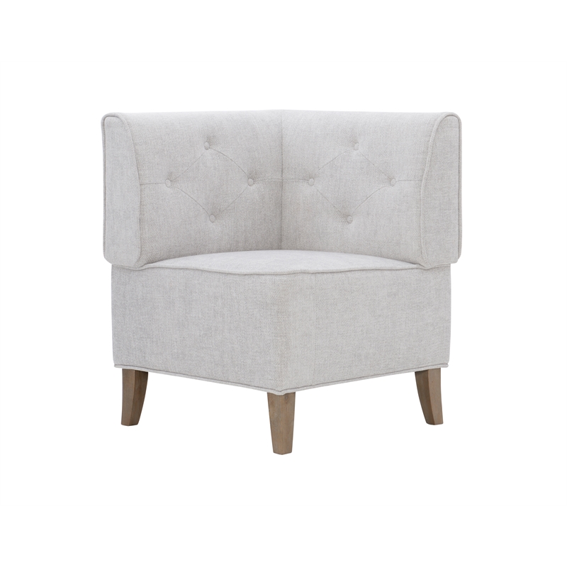 Pemberly Row Wood Upholstered Corner Nook Bench in Light Grey