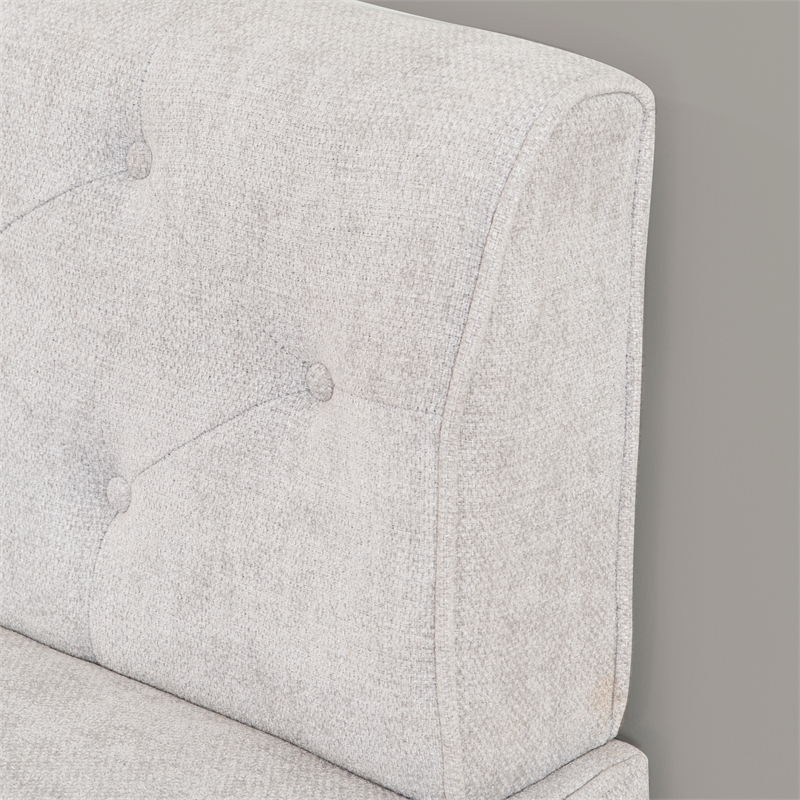 Pemberly Row Wood Upholstered Corner Nook Bench in Light Grey