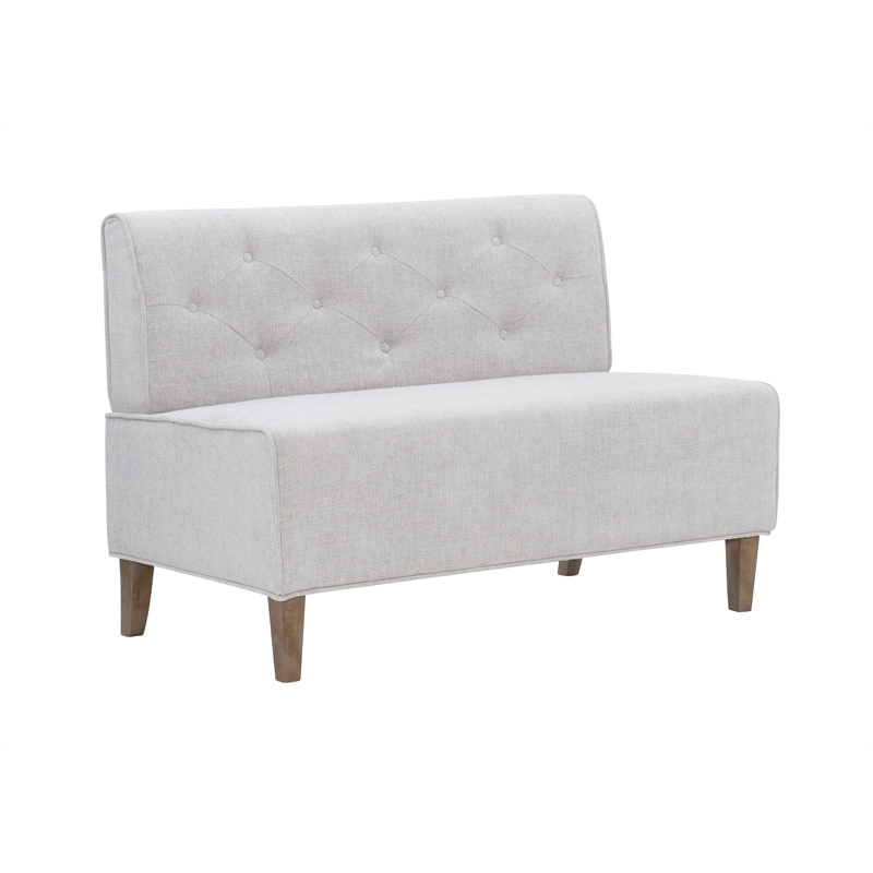 Pemberly Row Wood Upholstered Corner Nook Bench in Light Grey