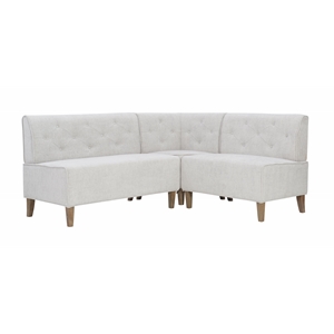 Pemberly Row Wood Upholstered Corner Nook Bench in Light Grey