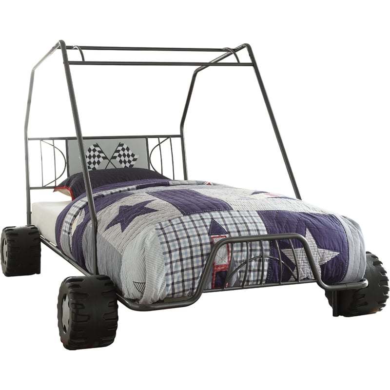 Pemberly Row Modern styled Metal Black Finish Go Kart Twin Bed