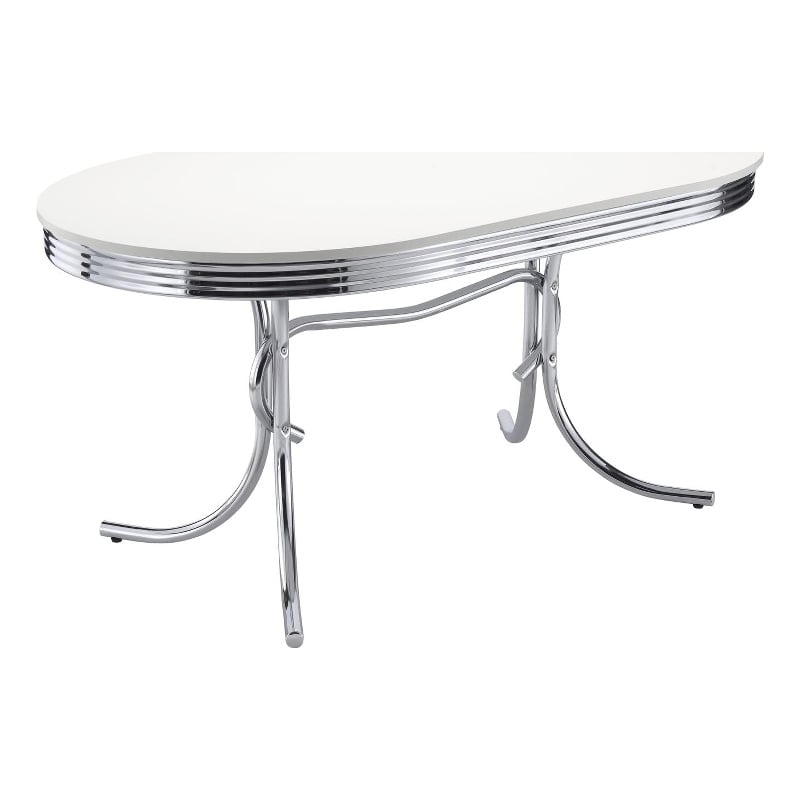 Pemberly Row Contemporary Wood Oval Shape Dining Table in White