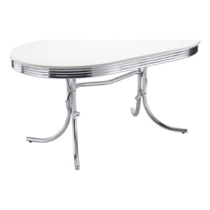 Pemberly Row Contemporary Wood Oval Shape Dining Table in White