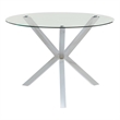 Pemberly Row Contemporary Round Glass Top Dining Table in Clear
