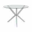 Pemberly Row Contemporary Round Glass Top Dining Table in Clear