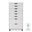 Pemberly Row 8-Drawer Transitional Wood Storage Cart in White Wash