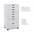 Pemberly Row 8-Drawer Transitional Wood Storage Cart in White Wash
