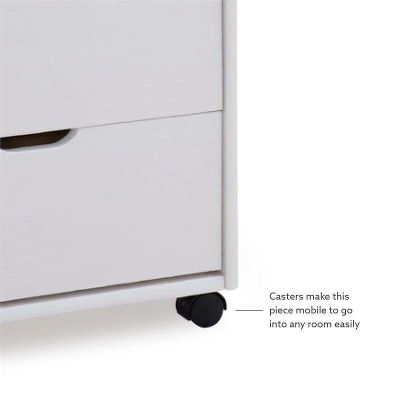 Pemberly Row 8-Drawer Transitional Wood Storage Cart in White Wash