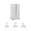 Pemberly Row 8-Drawer Transitional Wood Storage Cart in White Wash