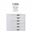 Pemberly Row 8-Drawer Transitional Wood Storage Cart in White Wash