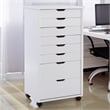 Pemberly Row 8-Drawer Transitional Wood Storage Cart in White Wash